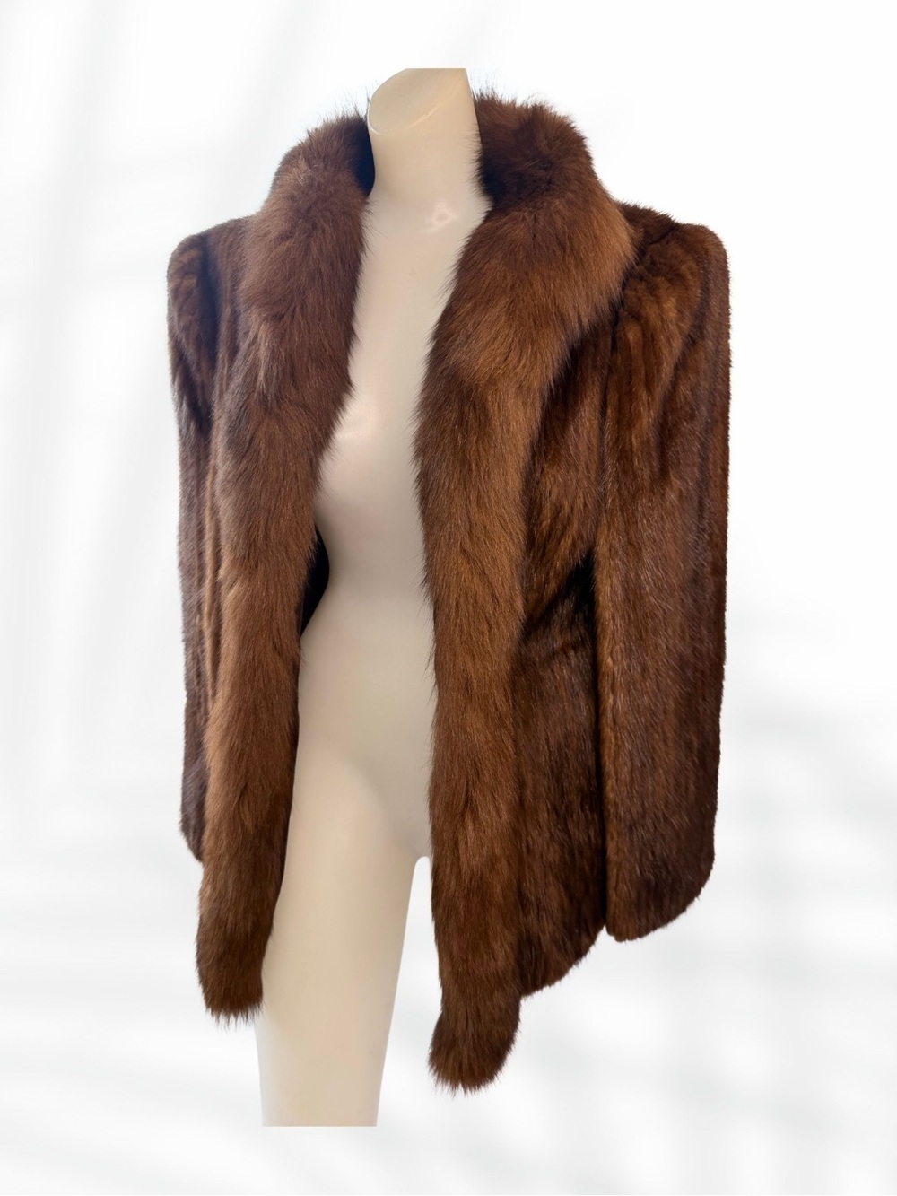 Vintage Mink Fur Coat – Rich Brown Luxe Classic Jacket (Monogram Lining)